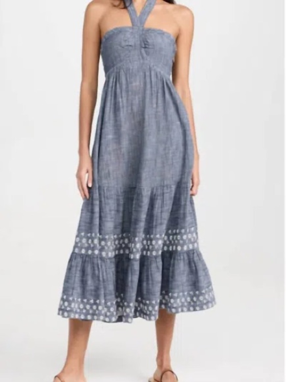 Cleobella Chambray Halter Maxi Dress - Blue